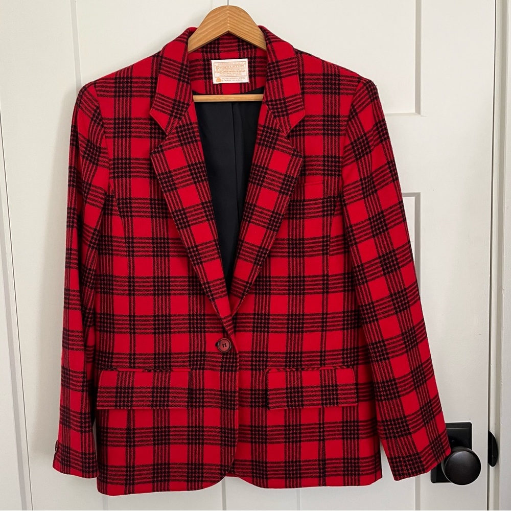 Pendleton Red and Black Plaid Blazer
